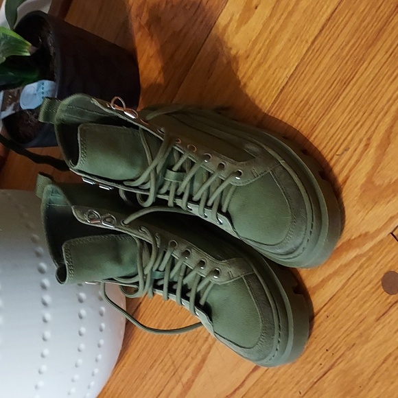 Gianni Bini Canvas/Suede Combat Boots - Picture 2 of 8